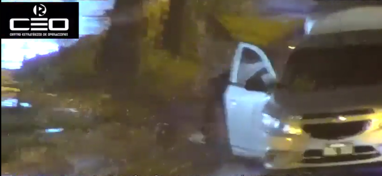 En auto a robar plantines bajo la lluvia