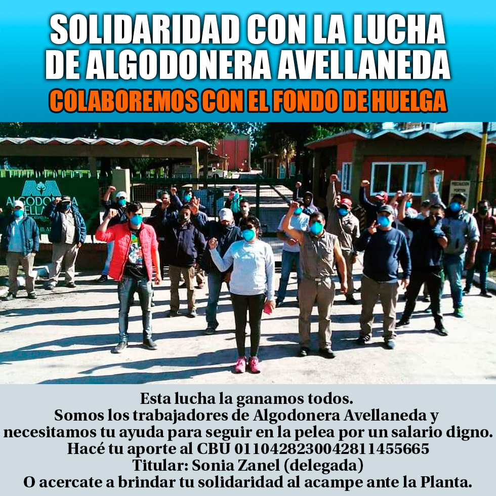 Trabajadores de Algodonera Avellaneda no cobraron su salario de julio