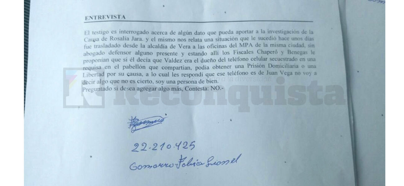 Detenido denuncia que fue presionado por los fiscales para decir que los celulares eran de Valdéz