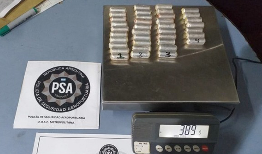 Pasajero ingestado con cocaína fue apresado por la PSA