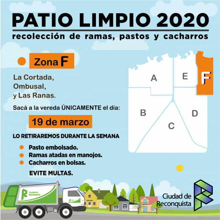 Cronograma de Patio limpio 2020 en Reconquista